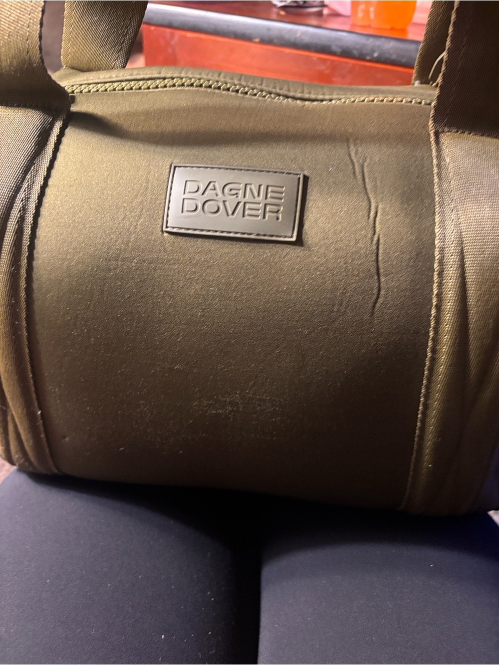 Dagne Dover Olive Tote with Embossed Logo